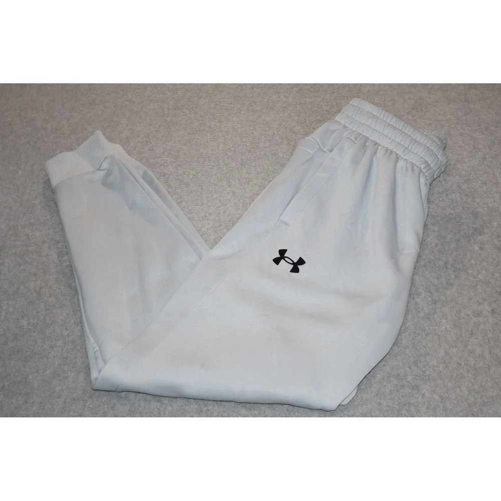 Under Armour Joggers Mens Medium Light Gray Loose Fit Fleece Lined Sweatpants